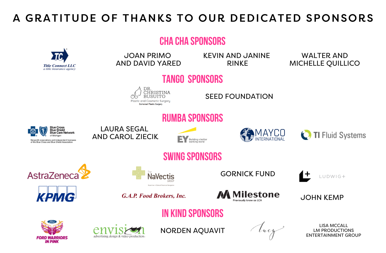 Companies and individuals sponsoring Dancing for the Survivors 2023